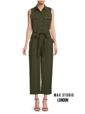 MAX STUDIO Belted Utility Jumpsuit. Size Small
